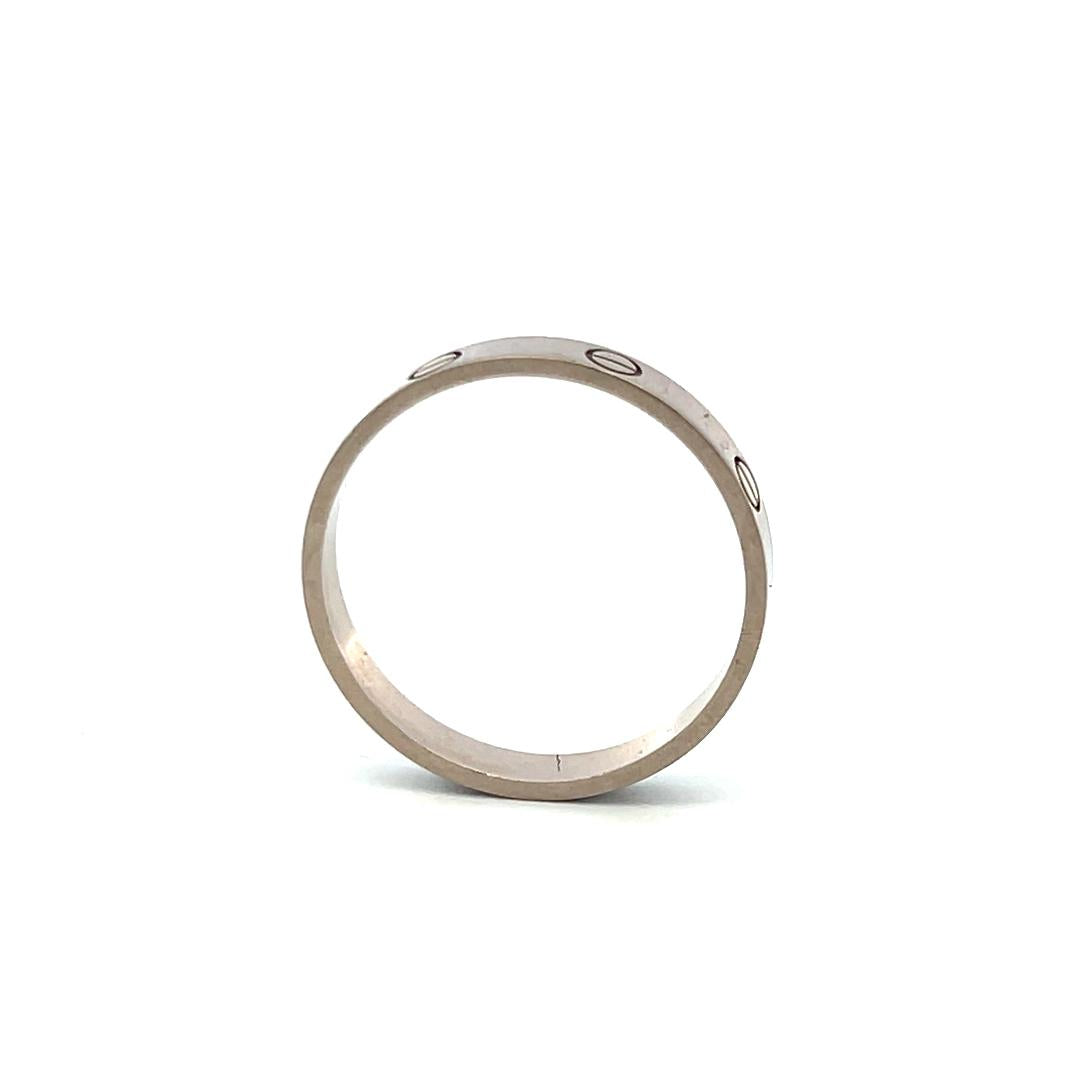 Cartier 18 Karat White Gold Love Ring Size 11.25 3.6MM