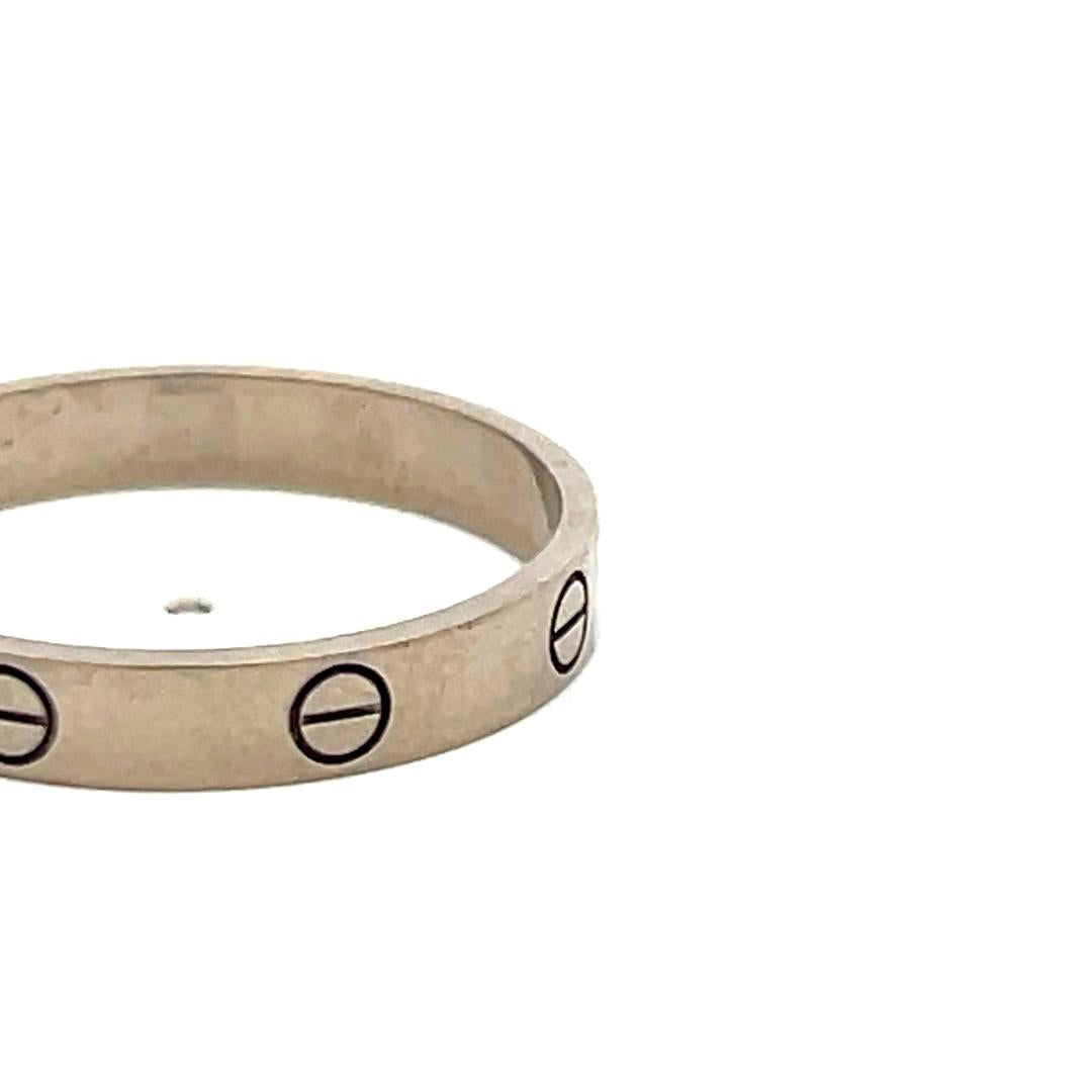 Cartier 18 Karat White Gold Love Ring Size 11.25 3.6MM