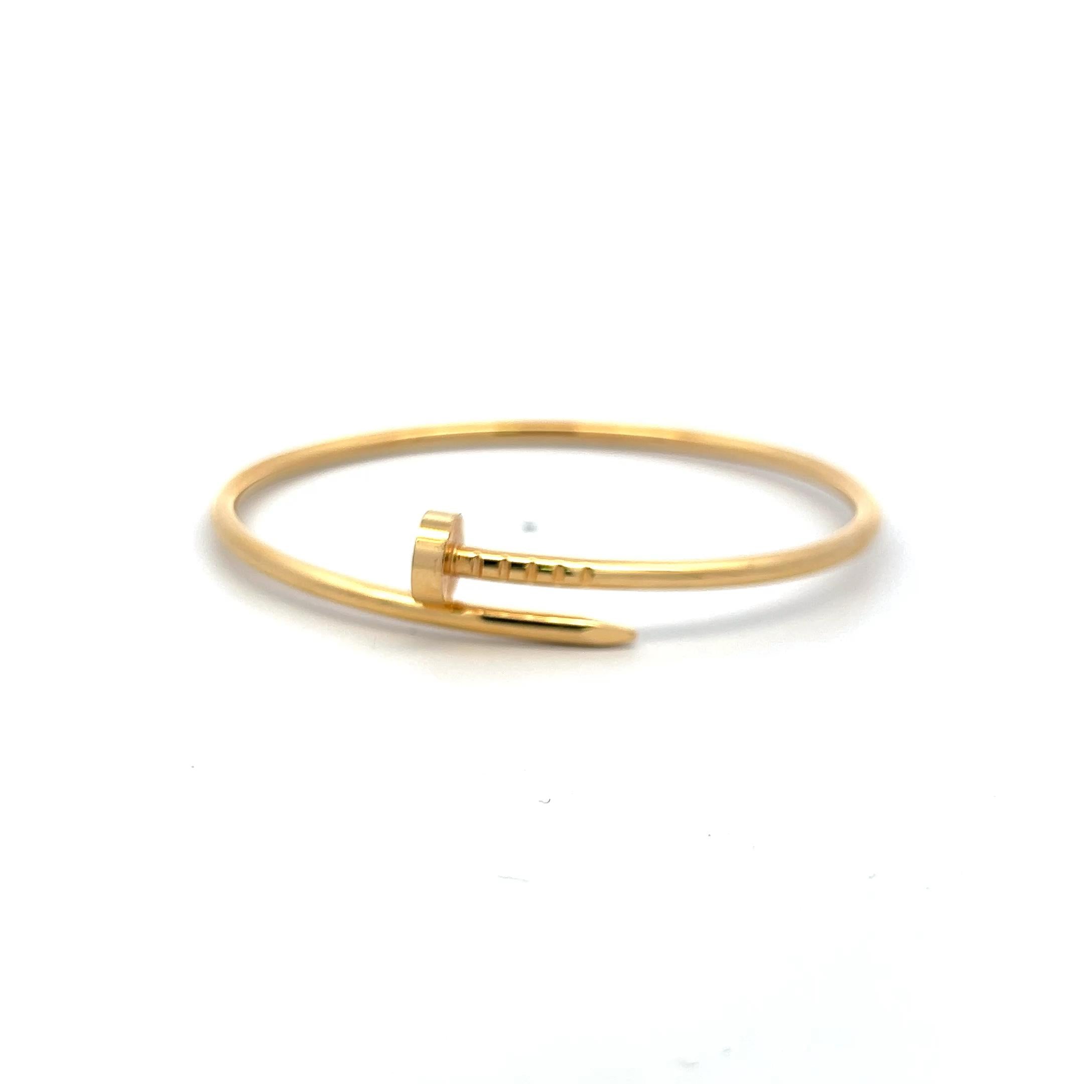 Cartier 18 Karat Yellow Gold Juste Un Clou Bracelet Size 16 2.5MM