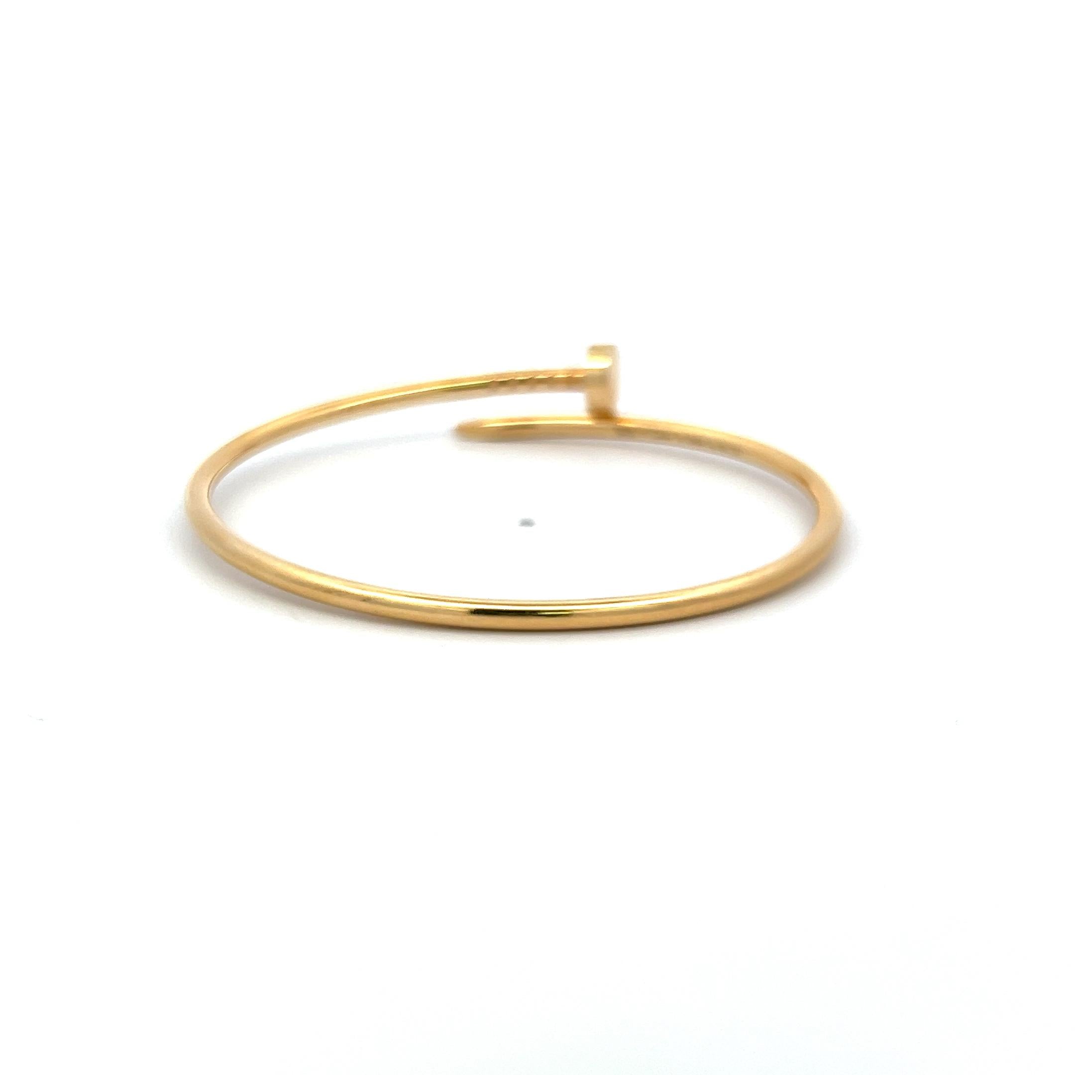 Cartier 18 Karat Yellow Gold Juste Un Clou Bracelet Size 16 2.5MM