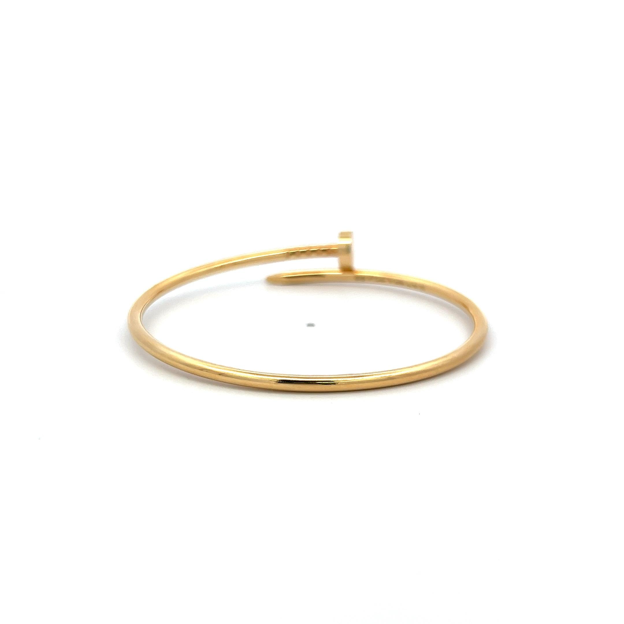 Cartier 18 Karat Yellow Gold Juste Un Clou Bracelet Size 16 2.5MM