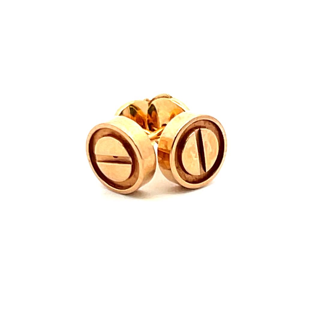 Cartier Vintage 3 Grams 18 Karat Rose Gold Stud Earrings