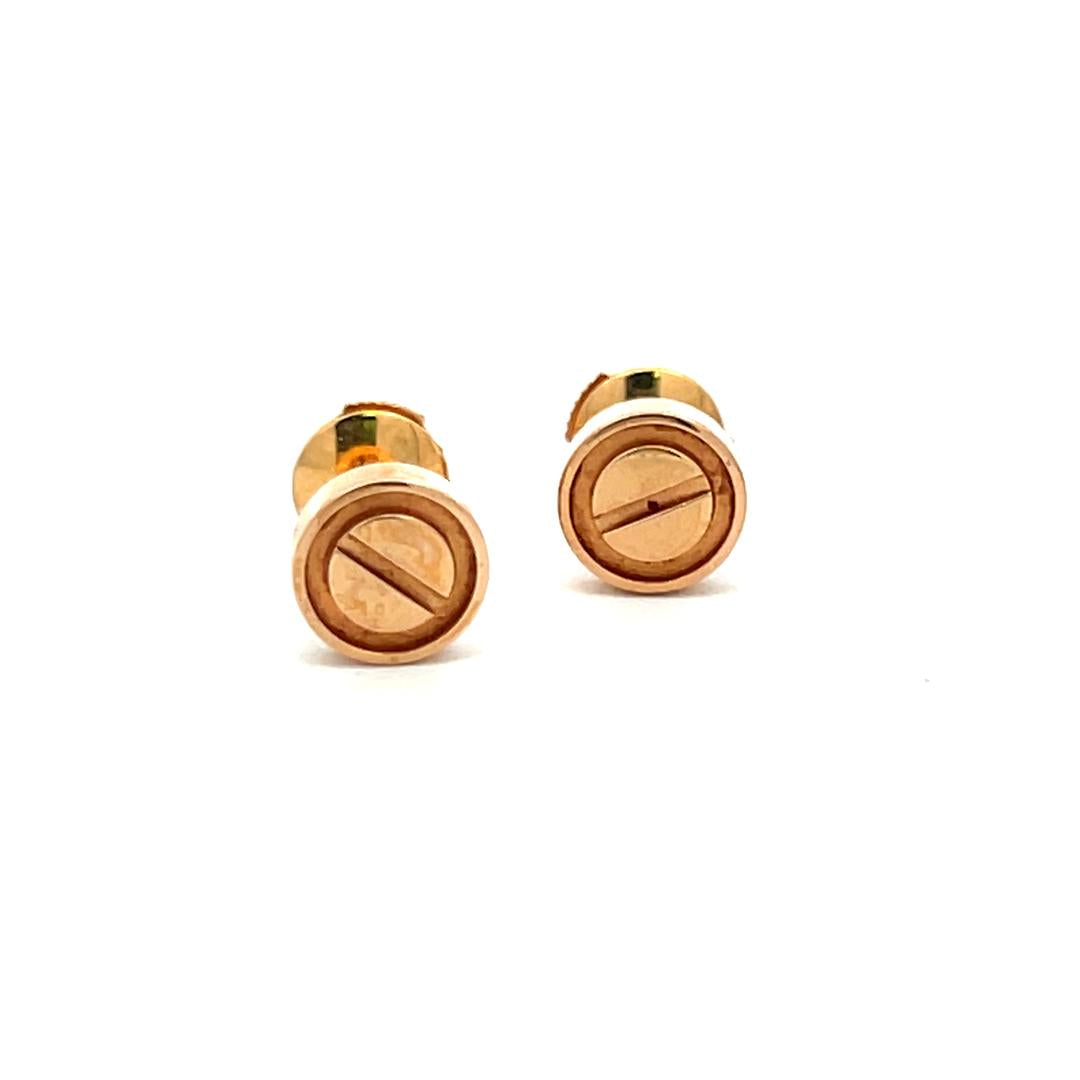 Cartier Vintage 3 Grams 18 Karat Rose Gold Stud Earrings