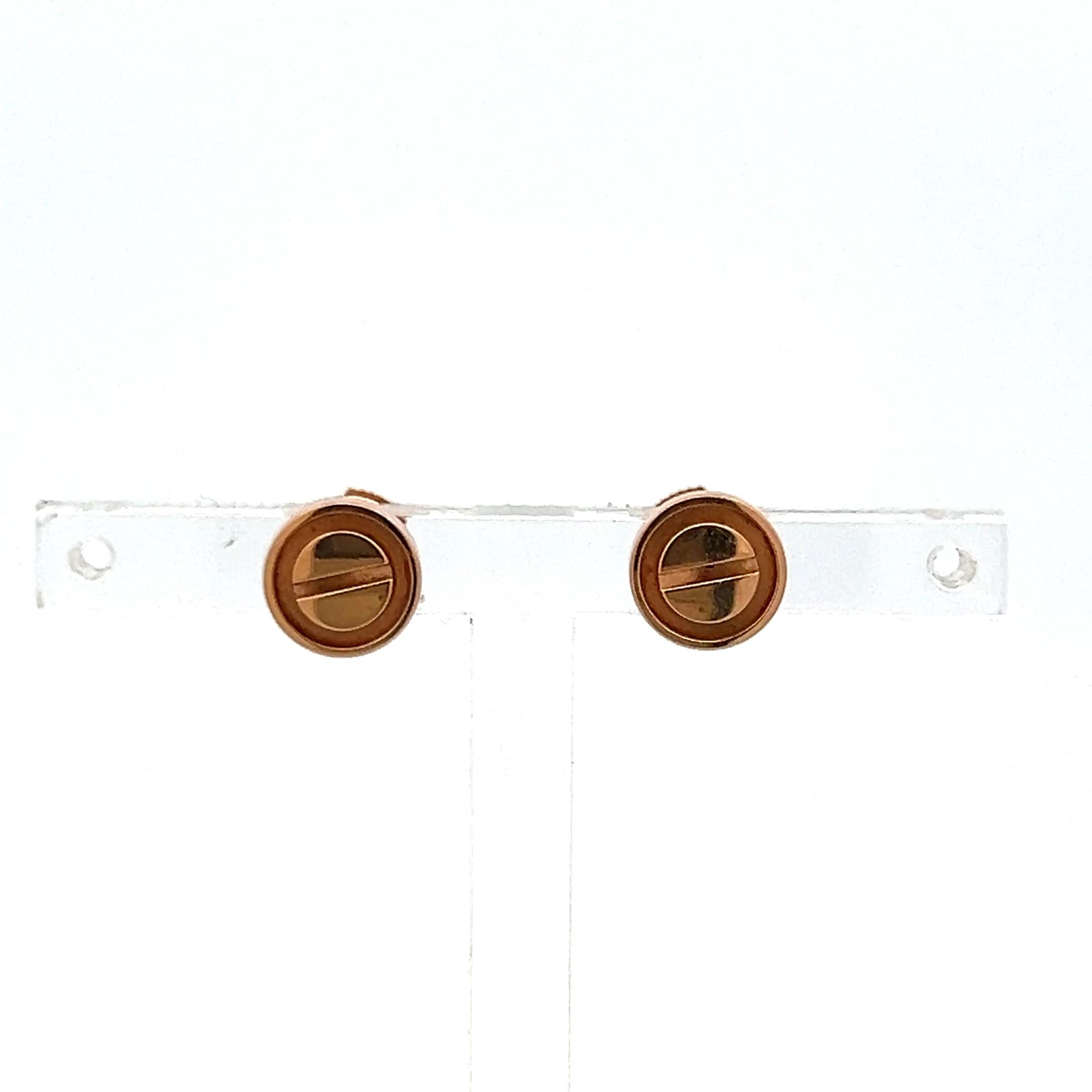 Cartier Vintage 3 Grams 18 Karat Rose Gold Stud Earrings