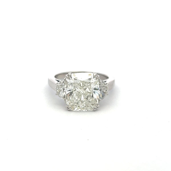 9.22 Carat Cushion and Half Moon Shape Diamond Platinum Engagement Ring