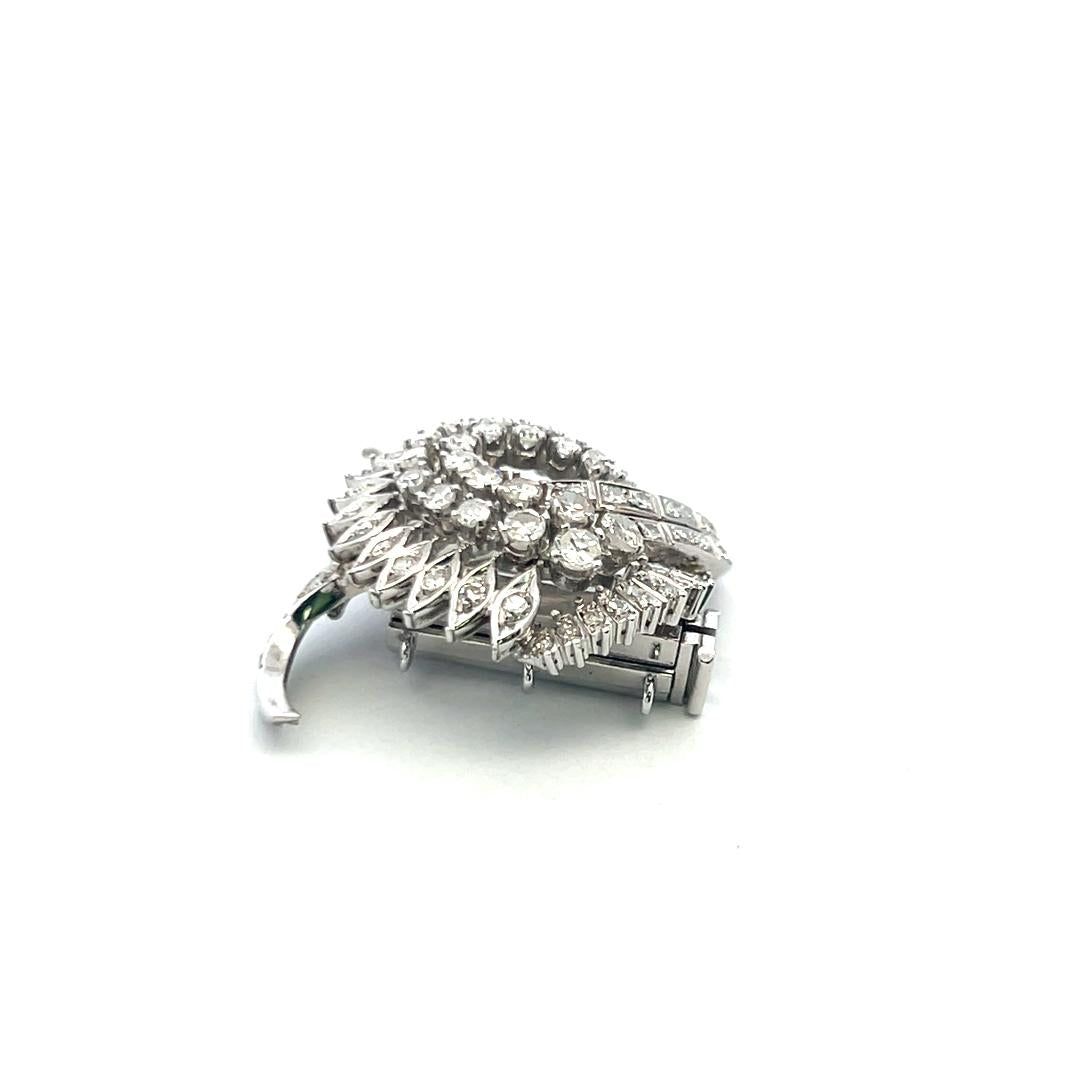Vintage 18K White Gold Pin Brooch with 1.6 Carat Round H-VS Diamonds