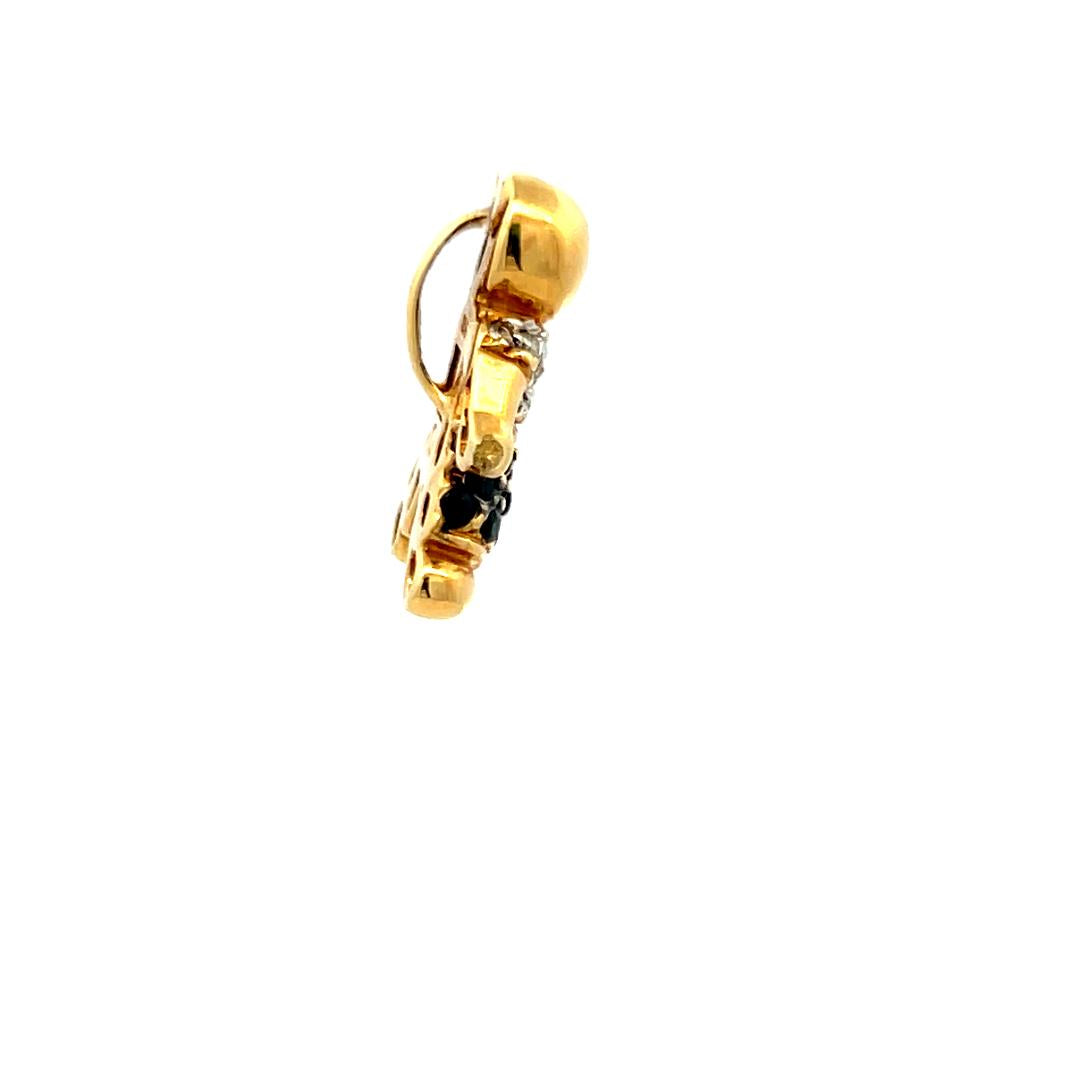0.44 Carat Round Diamond 0.51 Carat Sapphire and Ruby 18K Yellow Gold Pendant