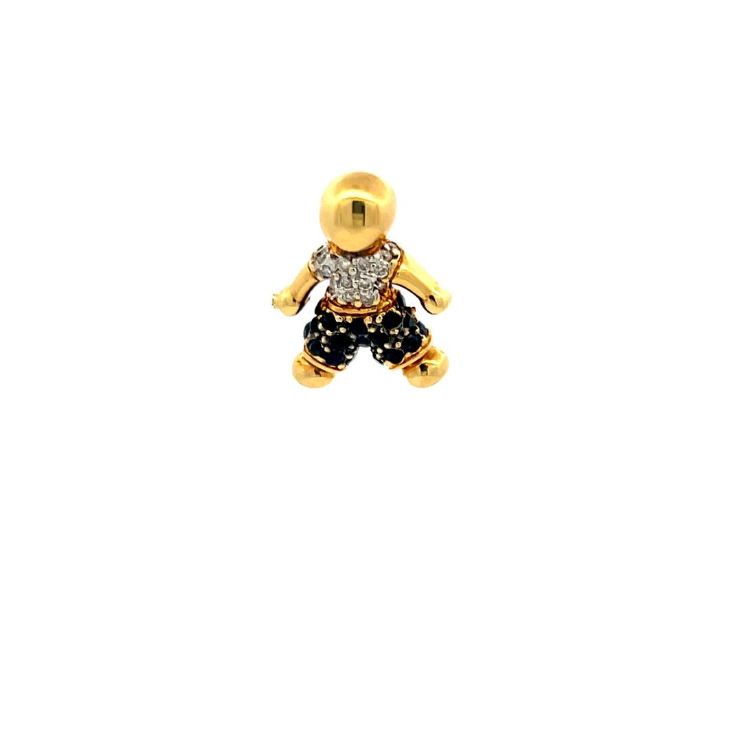 0.44 Carat Round Diamond 0.51 Carat Sapphire and Ruby 18K Yellow Gold Pendant
