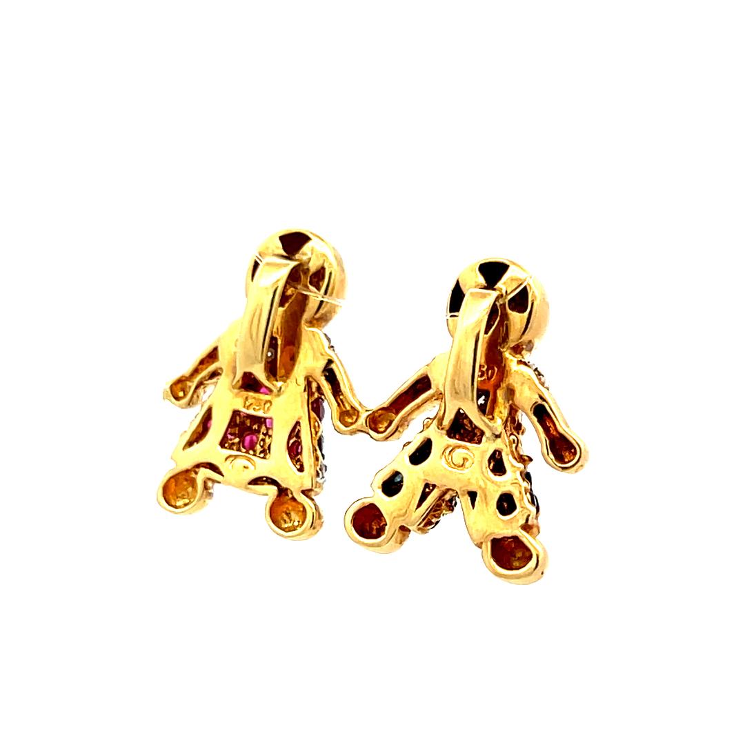 0.44 Carat Round Diamond 0.51 Carat Sapphire and Ruby 18K Yellow Gold Pendant