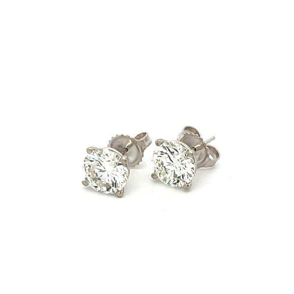 3.43 Carat Round Brilliant I SI1 Diamond 14 Karat White Gold Stud Earrings