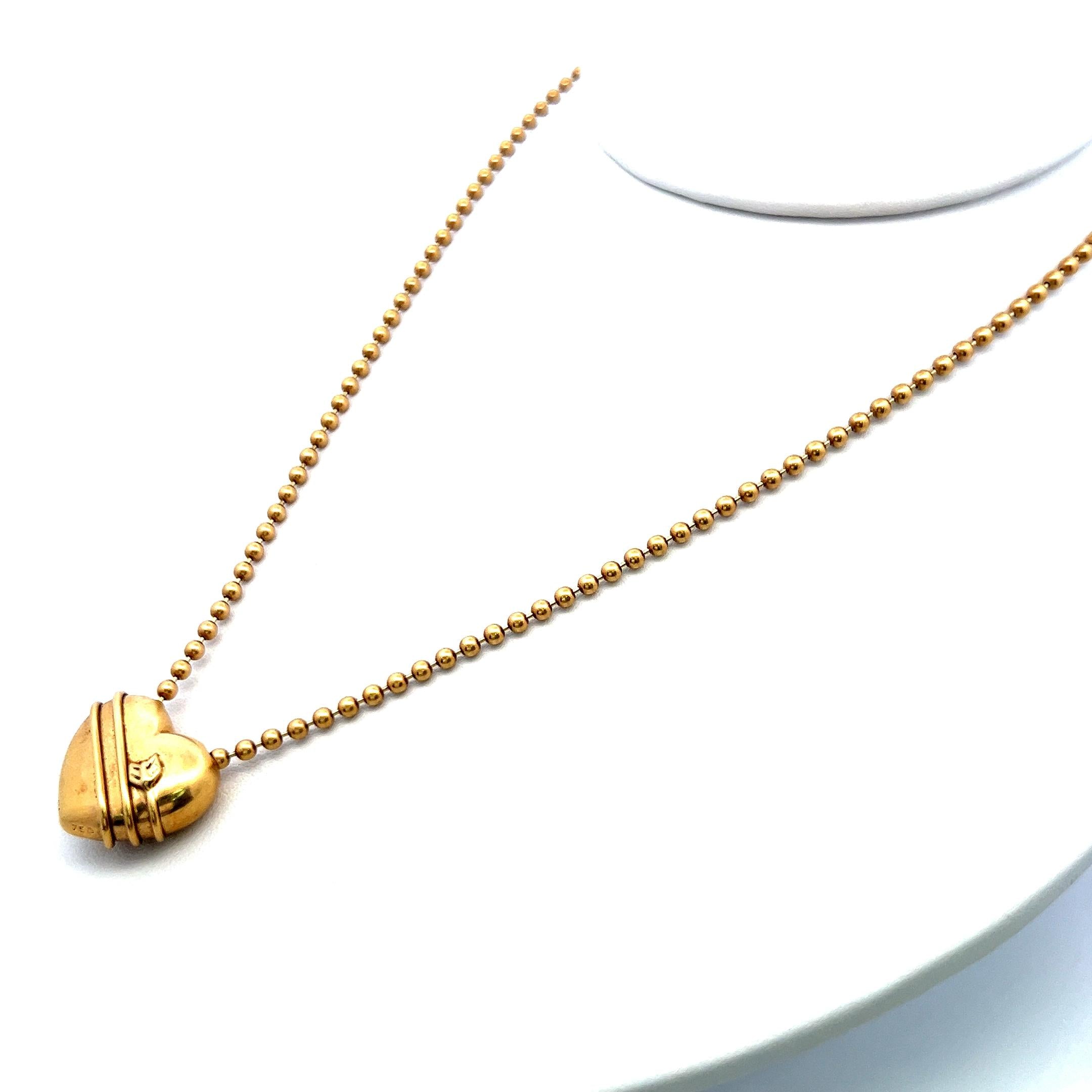 Tiffany & Co Cupid Arrow Heart 18 Karat Yellow Gold Pendant Necklace