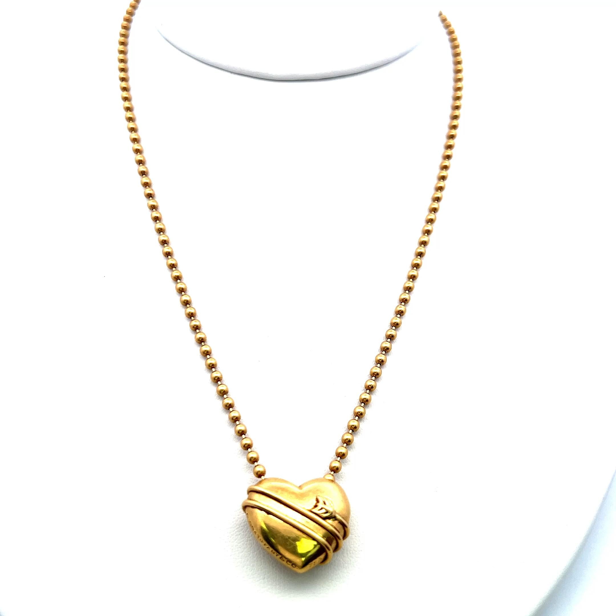 Tiffany & Co Cupid Arrow Heart 18 Karat Yellow Gold Pendant Necklace