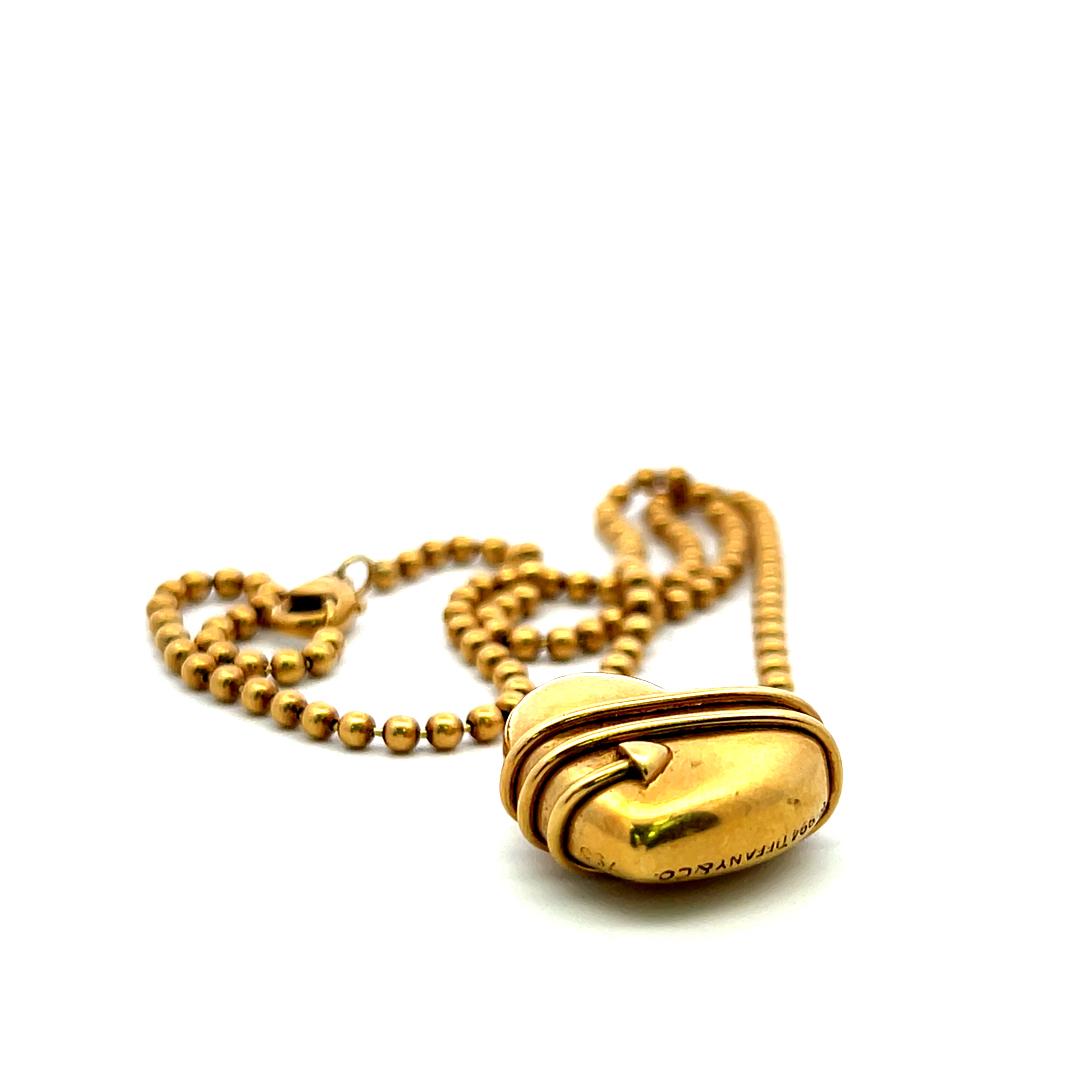 Tiffany & Co Cupid Arrow Heart 18 Karat Yellow Gold Pendant Necklace