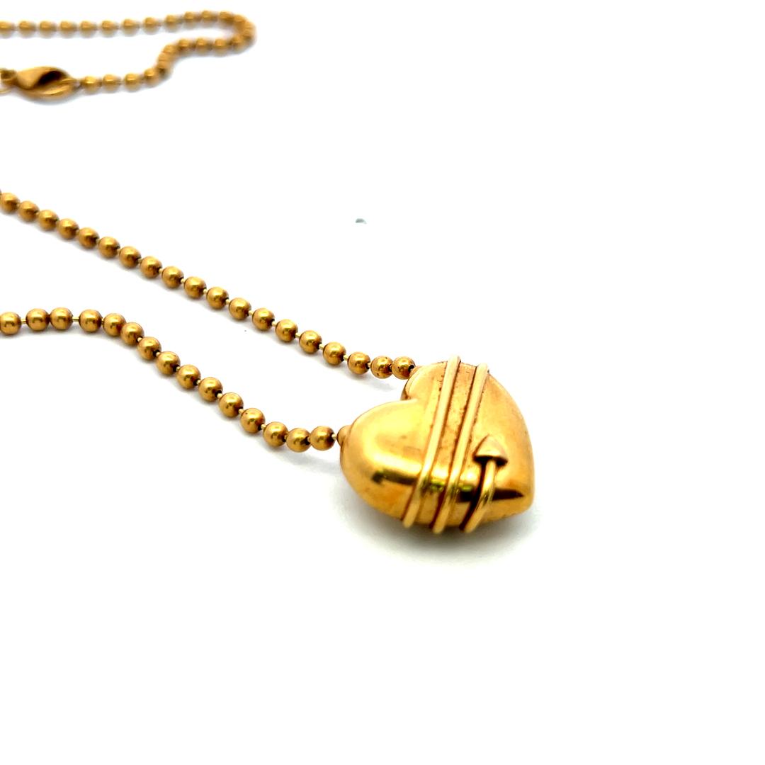 Tiffany & Co Cupid Arrow Heart 18 Karat Yellow Gold Pendant Necklace