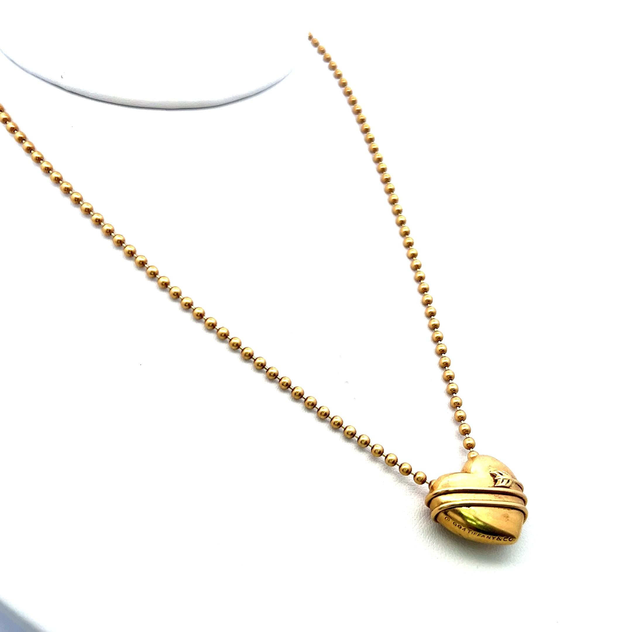 Tiffany & Co Cupid Arrow Heart 18 Karat Yellow Gold Pendant Necklace