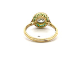 0.72 Carat Old European Cut Diamond 0.30 Carat Emerald 18K Yellow Gold Ring