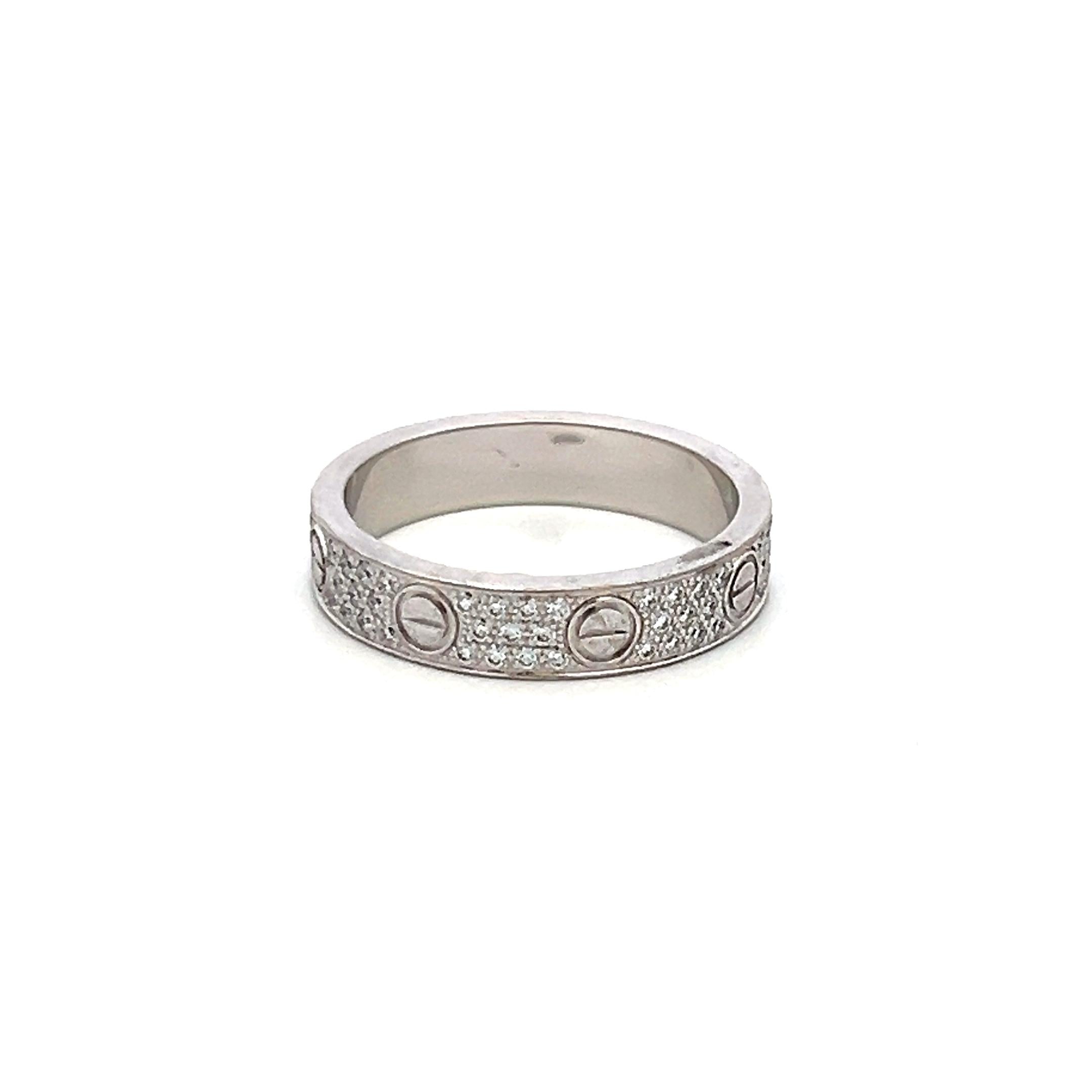 Cartier 0.31 Carat Round Brilliant F VS Diamond 18 Karat White Gold Love Ring