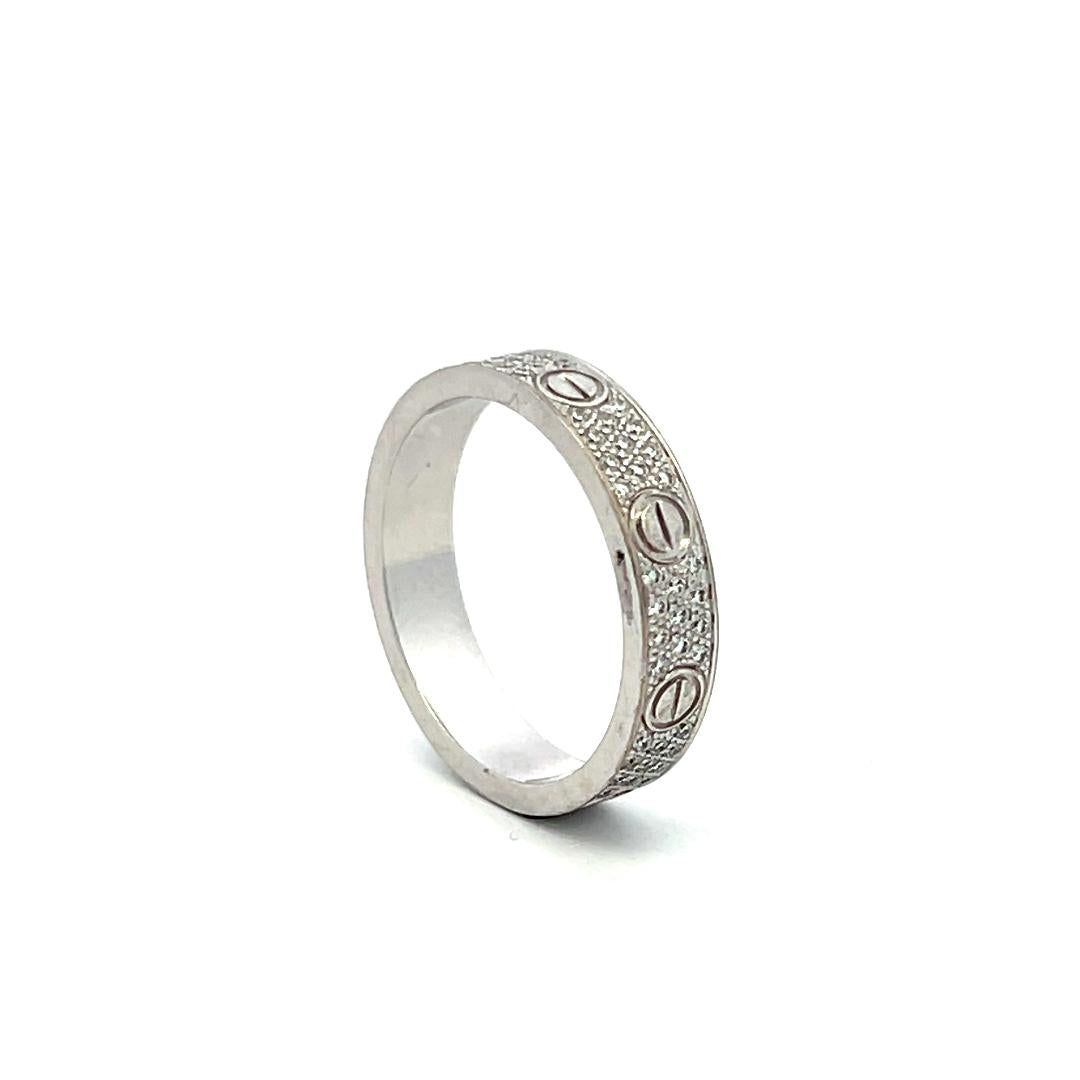 Cartier 0.31 Carat Round Brilliant F VS Diamond 18 Karat White Gold Love Ring