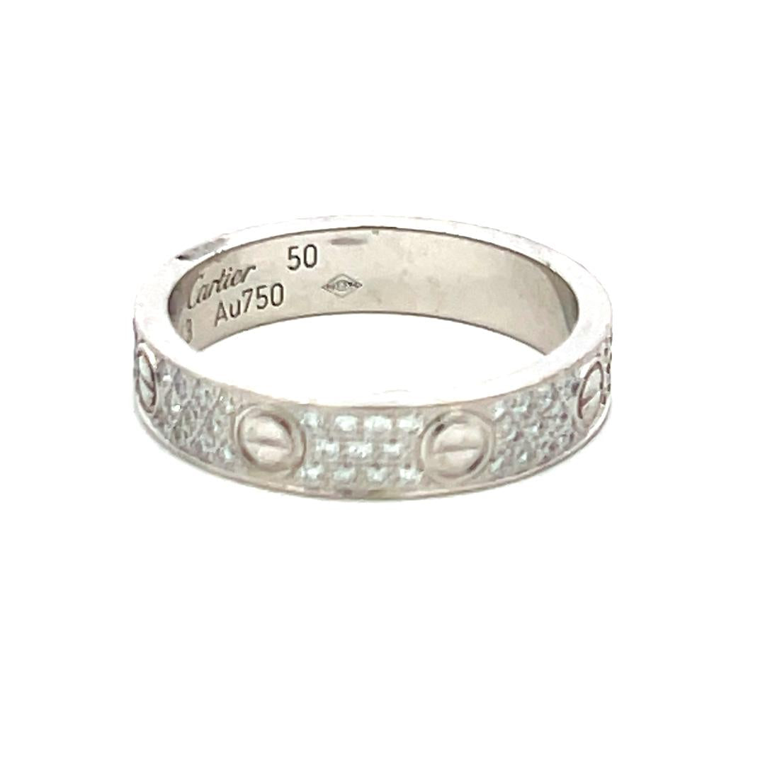 Cartier 0.31 Carat Round Brilliant F VS Diamond 18 Karat White Gold Love Ring