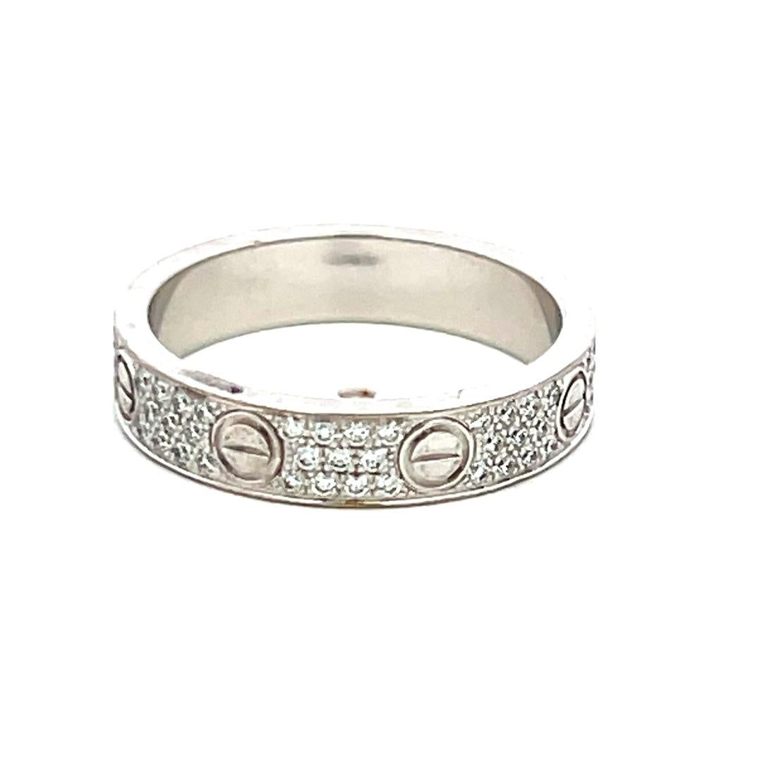 Cartier 0.31 Carat Round Brilliant F VS Diamond 18 Karat White Gold Love Ring