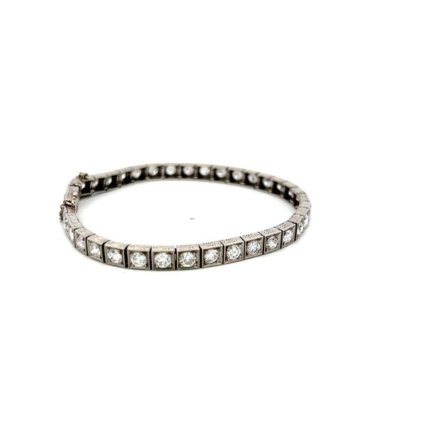 5.55 Carat Old European Cut G VS Diamond Platinum Tennis Bracelet