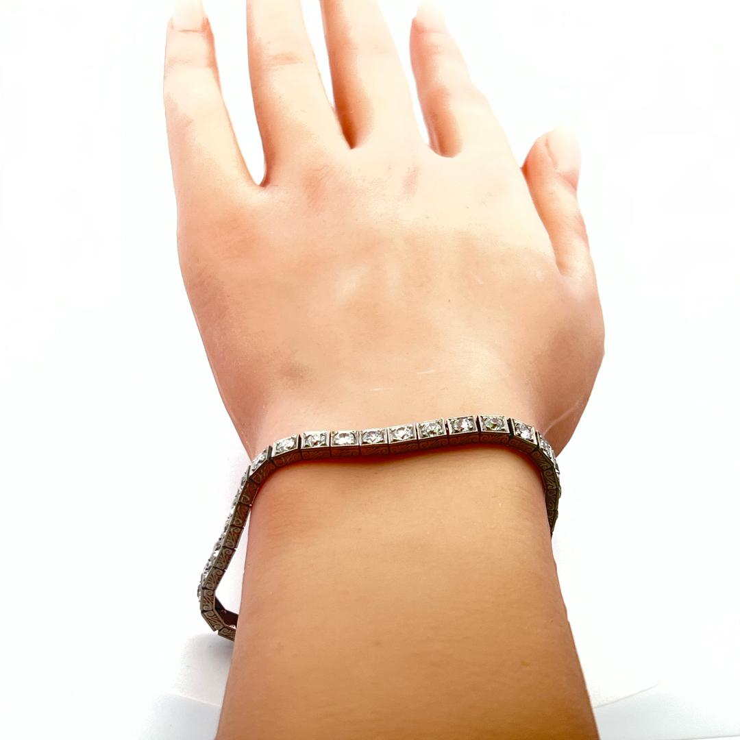 5.55 Carat Old European Cut G VS Diamond Platinum Tennis Bracelet