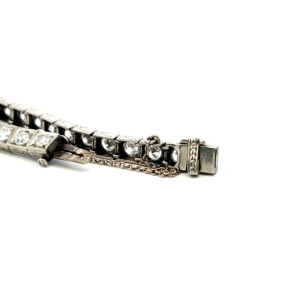 5.55 Carat Old European Cut G VS Diamond Platinum Tennis Bracelet