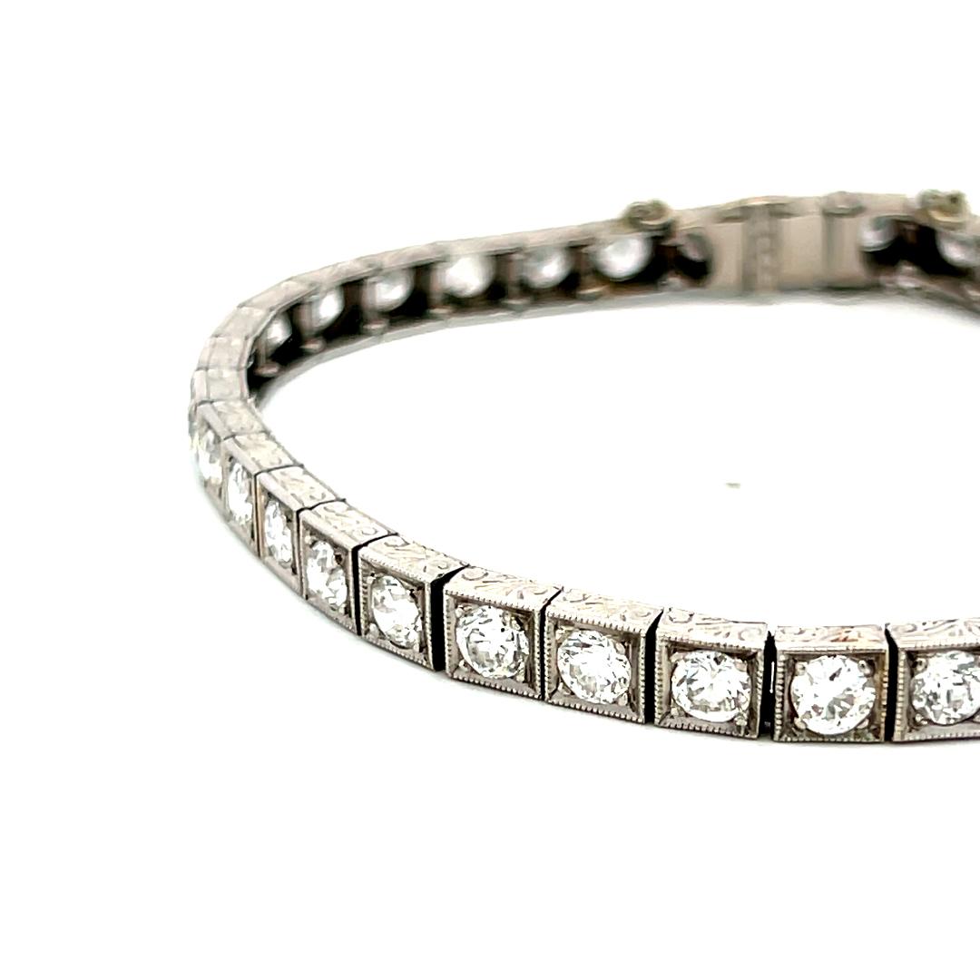 5.55 Carat Old European Cut G VS Diamond Platinum Tennis Bracelet