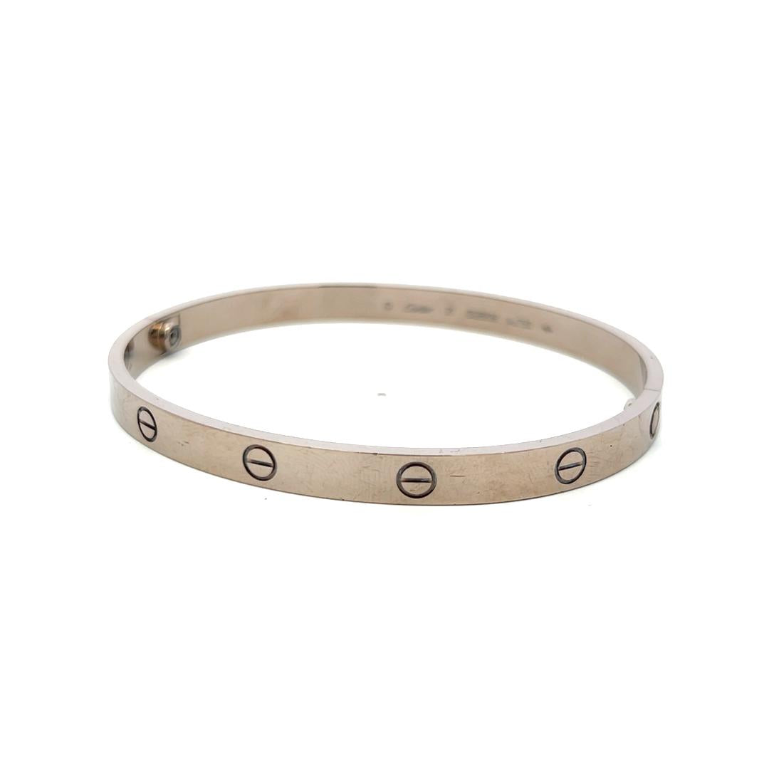 Cartier 18 Karat White Gold Love Bracelet Size 21 with Paper