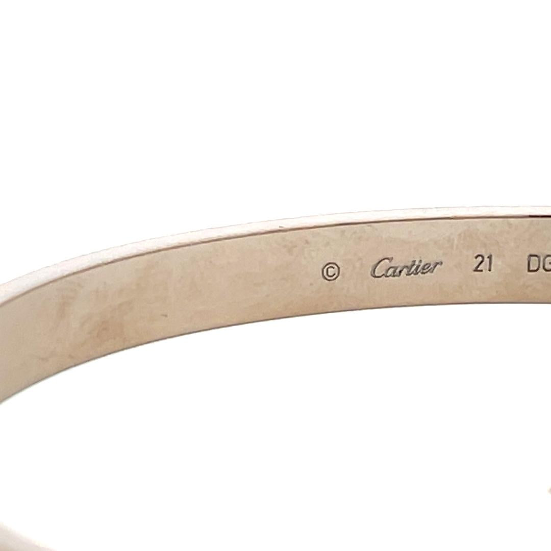 Cartier 18 Karat White Gold Love Bracelet Size 21 with Paper