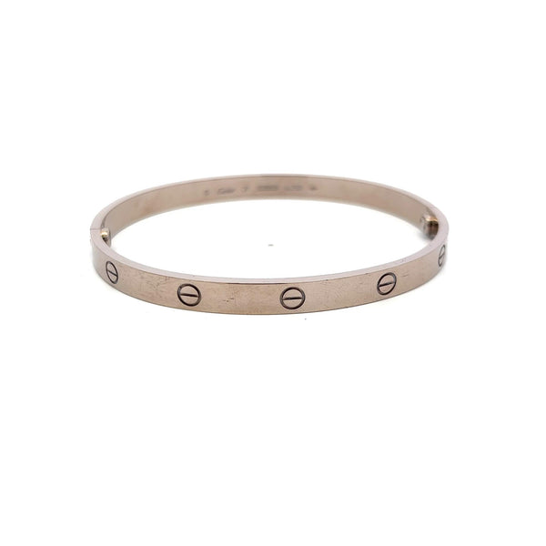 Cartier 18 Karat White Gold Love Bracelet Size 21 with Paper