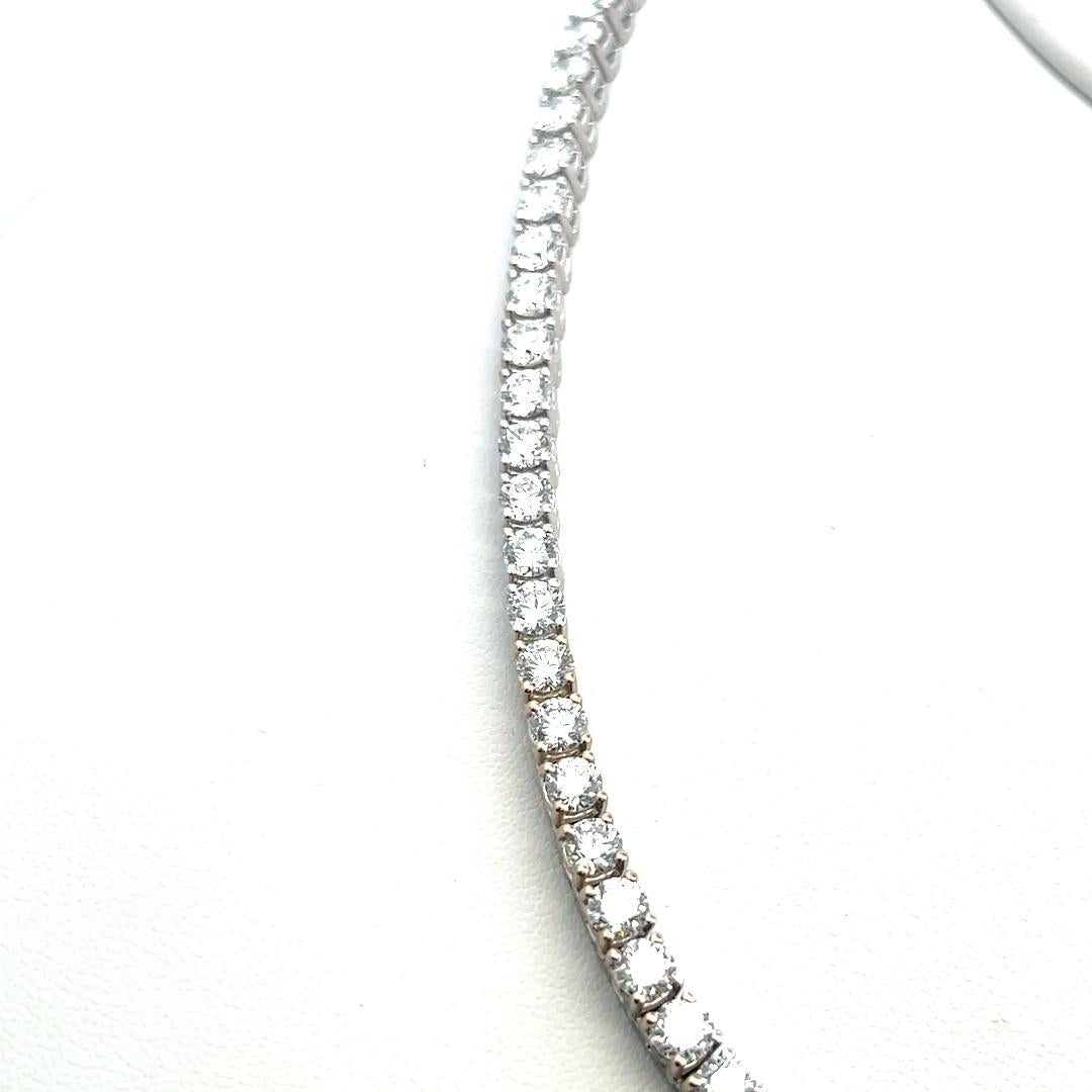 20.02 Carat Round Brilliant G VS Diamond 18 Karat White Gold Riviera Necklace