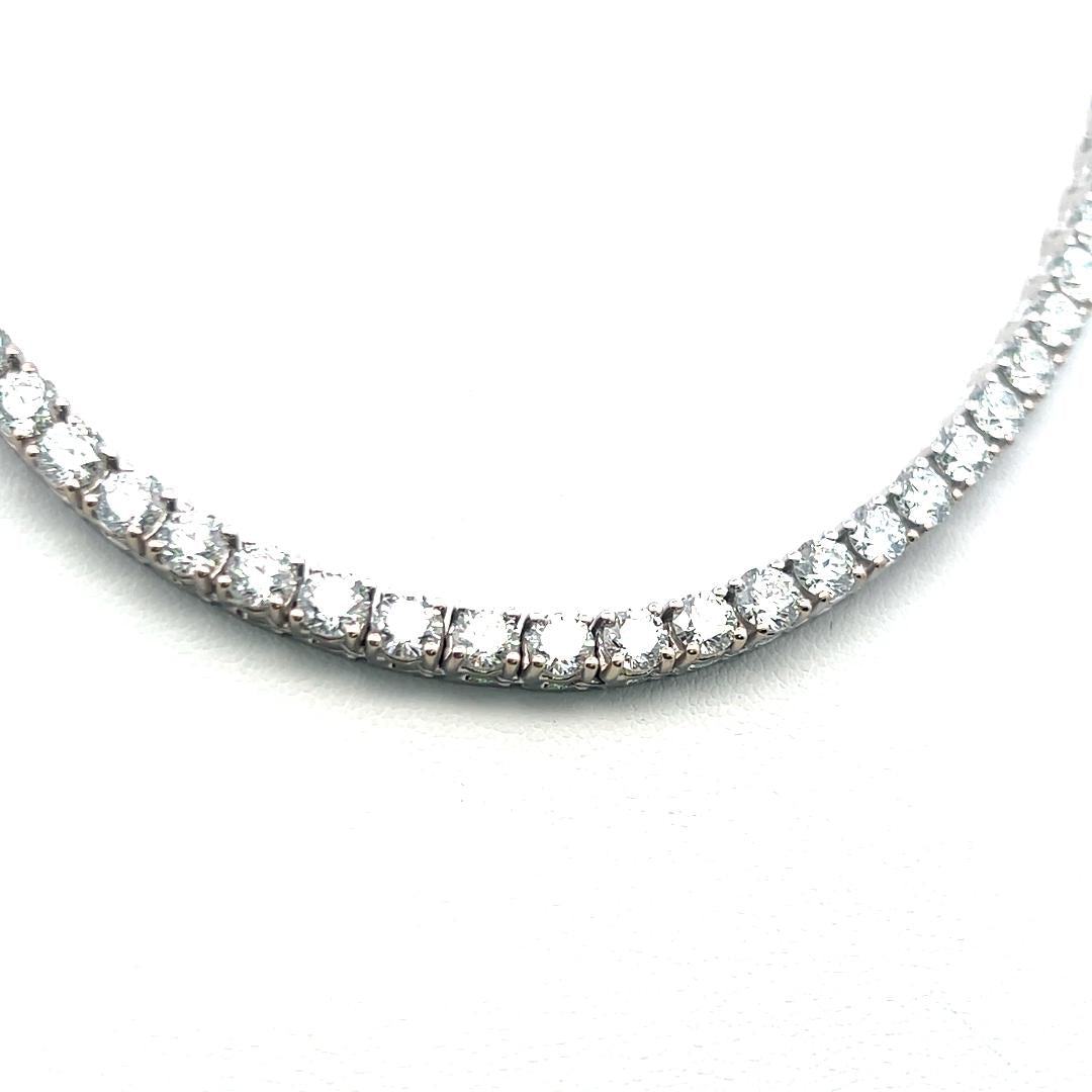 20.02 Carat Round Brilliant G VS Diamond 18 Karat White Gold Riviera Necklace