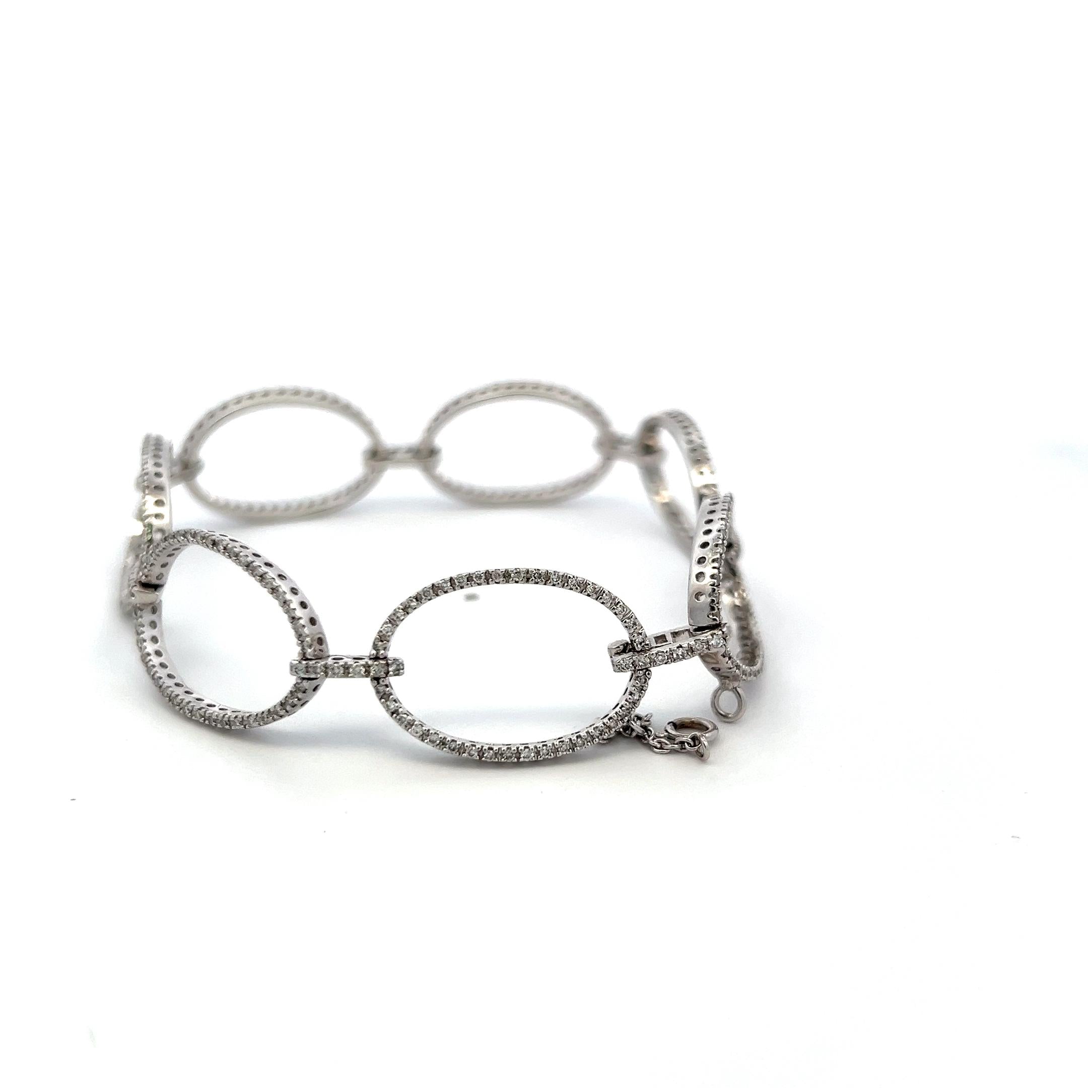 1.00 Carat Round Brilliant G VS Diamond 14 Karat White Gold Link Bracelet