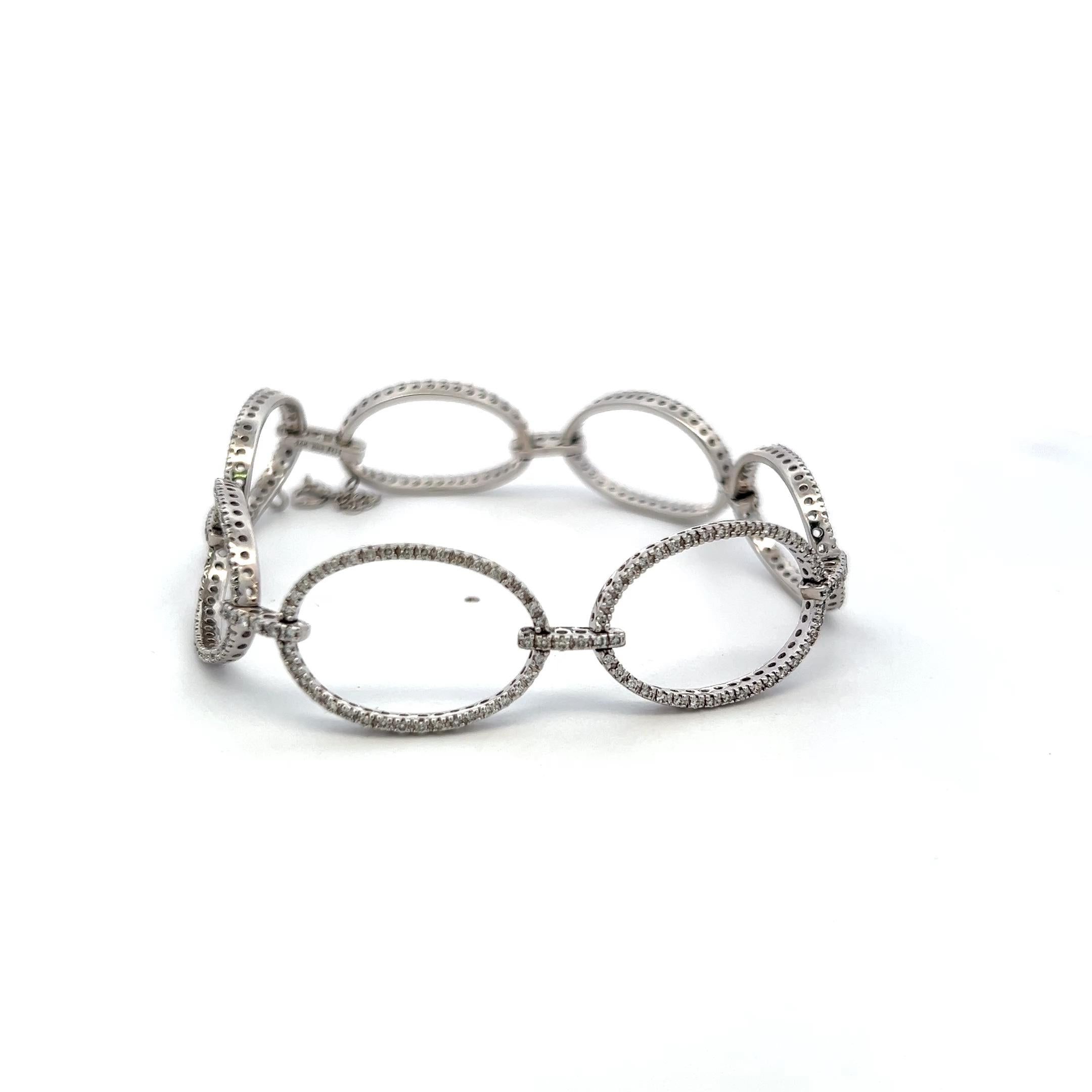 1.00 Carat Round Brilliant G VS Diamond 14 Karat White Gold Link Bracelet