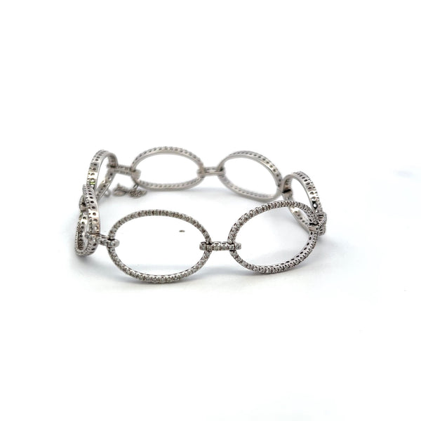 1.00 Carat Round Brilliant G VS Diamond 14 Karat White Gold Link Bracelet