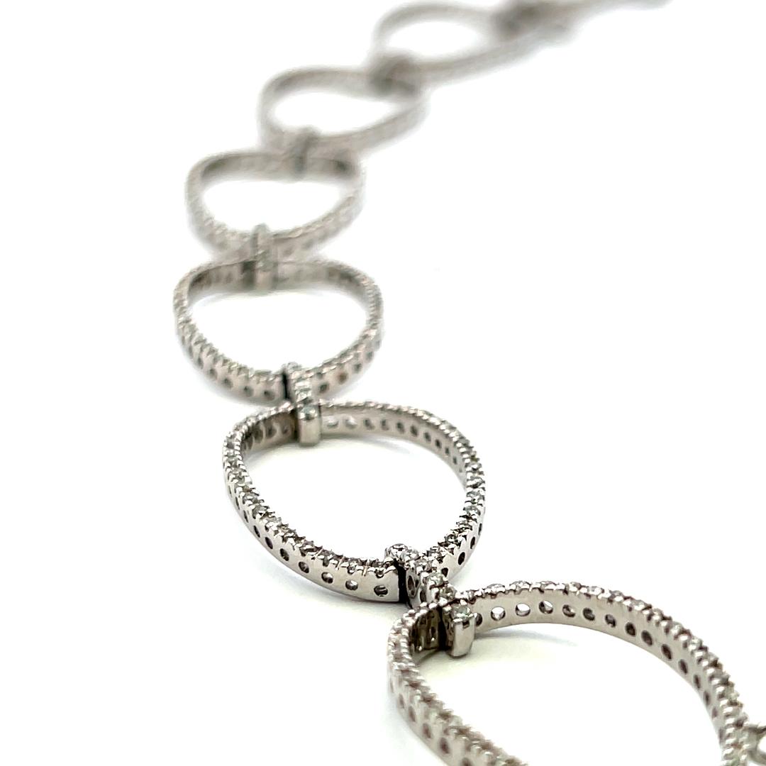 1.00 Carat Round Brilliant G VS Diamond 14 Karat White Gold Link Bracelet