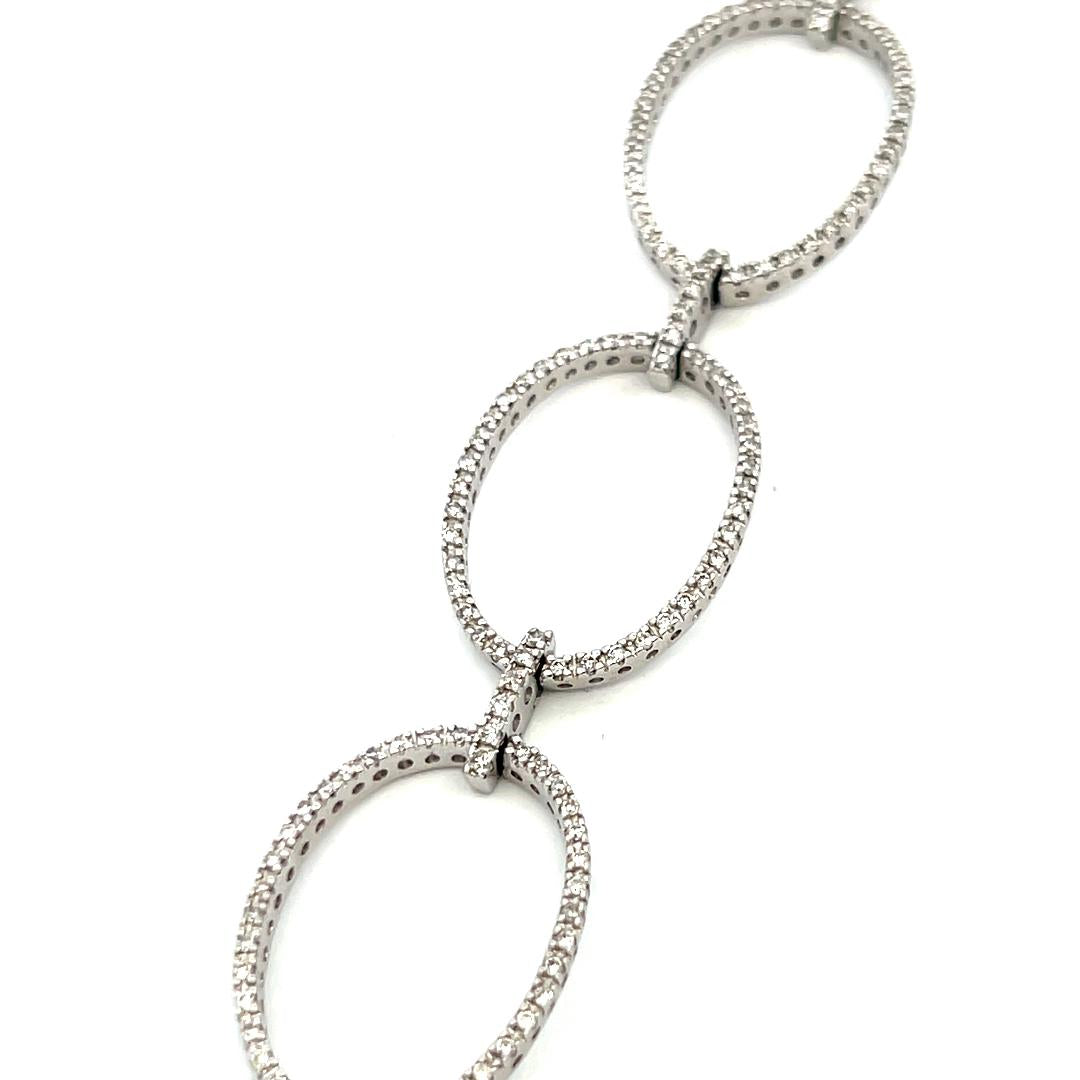 1.00 Carat Round Brilliant G VS Diamond 14 Karat White Gold Link Bracelet
