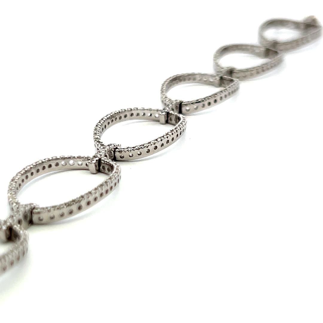 1.00 Carat Round Brilliant G VS Diamond 14 Karat White Gold Link Bracelet