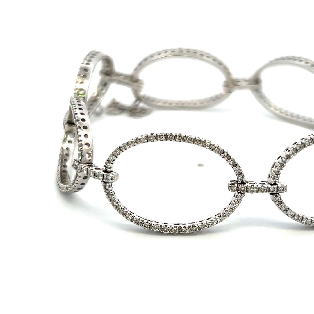 1.00 Carat Round Brilliant G VS Diamond 14 Karat White Gold Link Bracelet