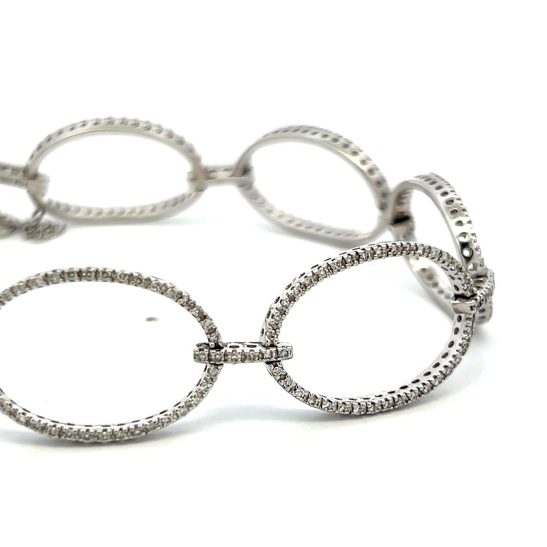 1.00 Carat Round Brilliant G VS Diamond 14 Karat White Gold Link Bracelet