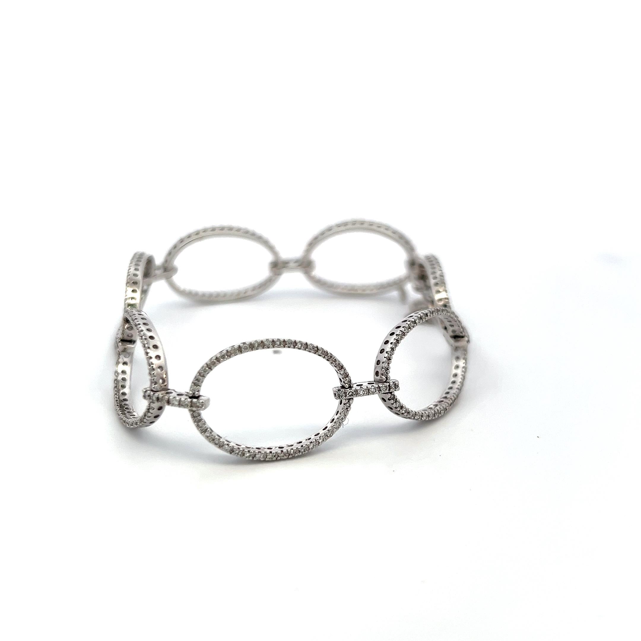 1.00 Carat Round Brilliant G VS Diamond 14 Karat White Gold Link Bracelet