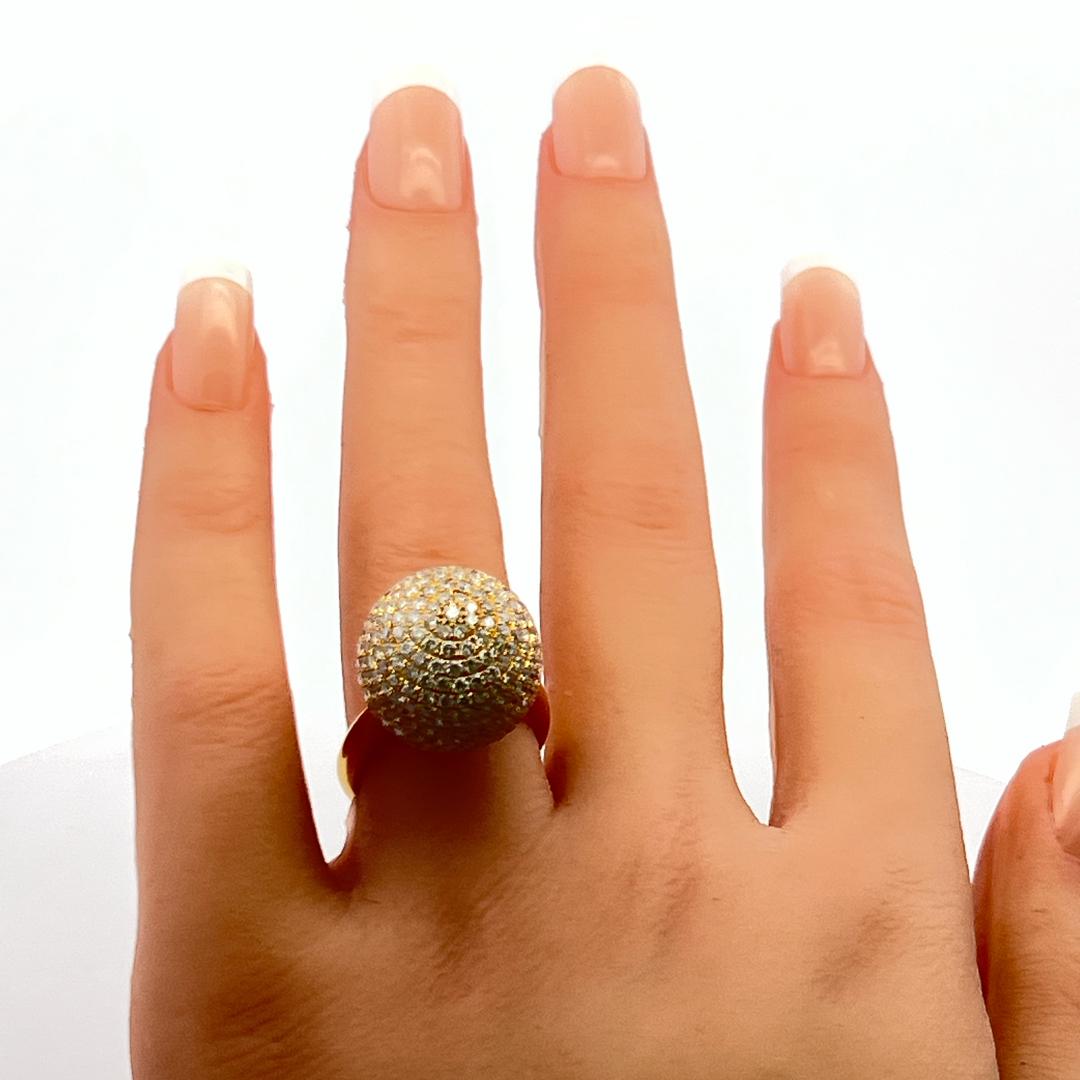 3.29 Carat Round Brilliant G VS Diamond 18 Karat Yellow Gold Cocktail Ring