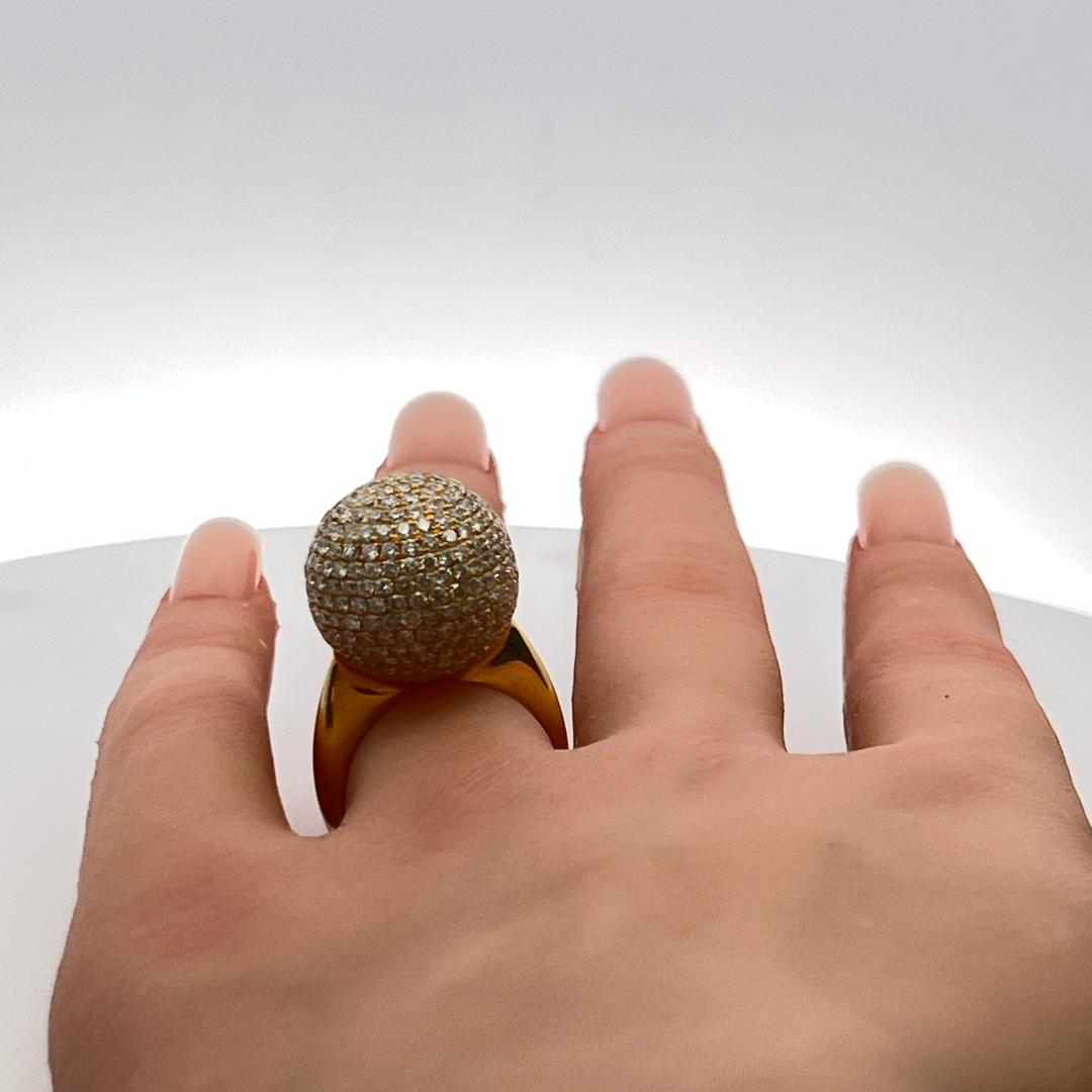 3.29 Carat Round Brilliant G VS Diamond 18 Karat Yellow Gold Cocktail Ring