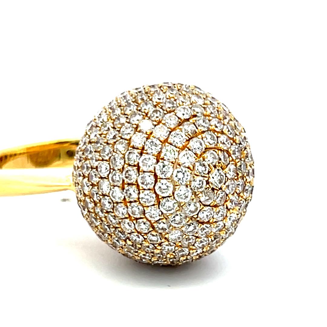 3.29 Carat Round Brilliant G VS Diamond 18 Karat Yellow Gold Cocktail Ring