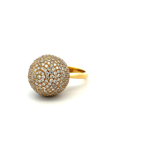 3.29 Carat Round Brilliant G VS Diamond 18 Karat Yellow Gold Cocktail Ring