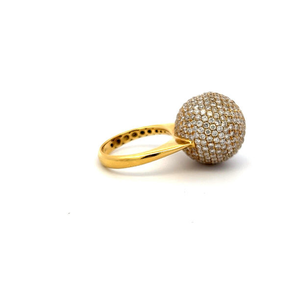 3.29 Carat Round Brilliant G VS Diamond 18 Karat Yellow Gold Cocktail Ring