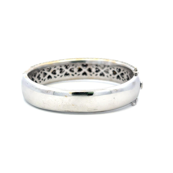 6.72 Carat Round Brilliant VS Diamond 18 Karat Two Tone Gold Bangle Bracelet