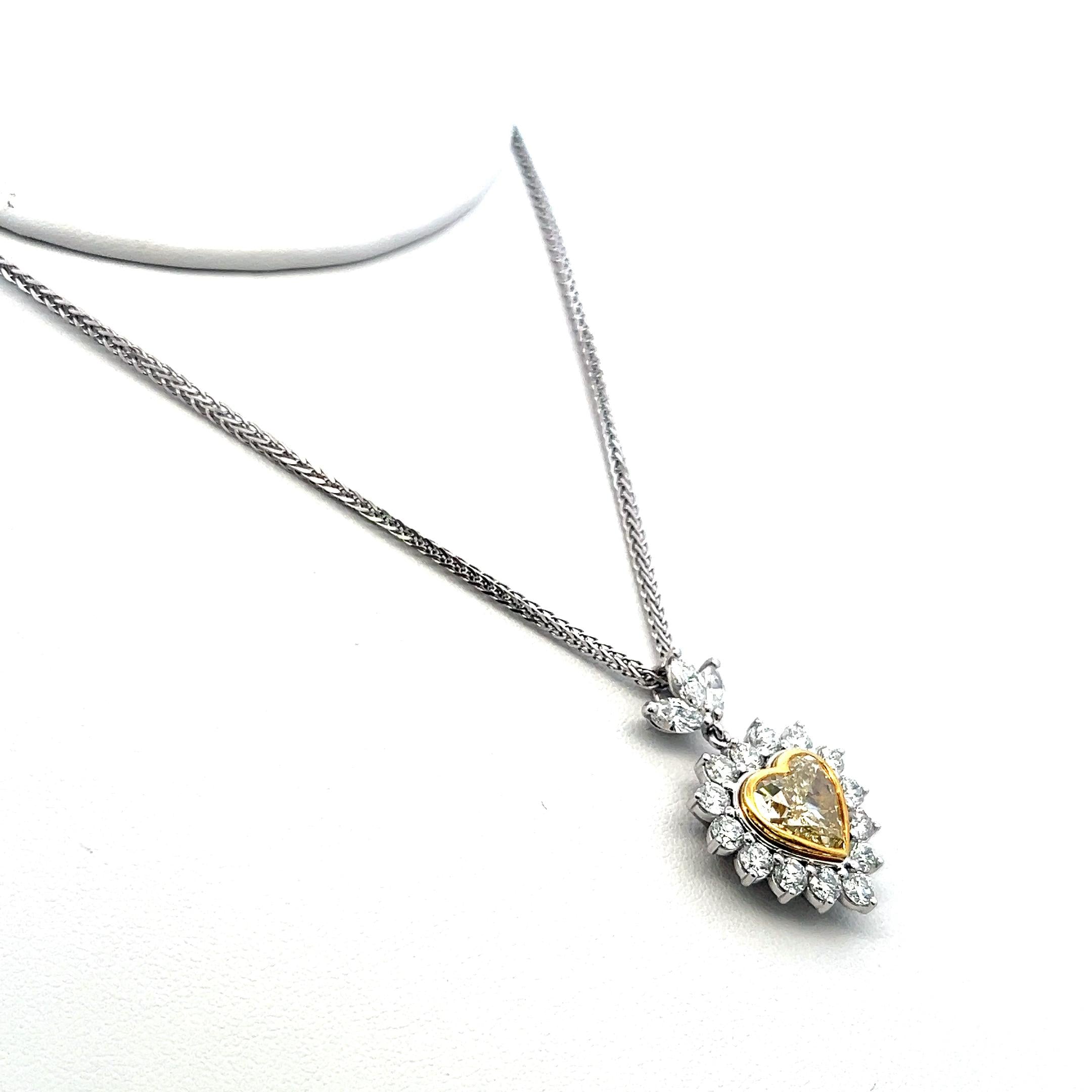 Convertible 10.50ct Heart Yellow Diamond 18K Gold Pendant Necklace & Earrings