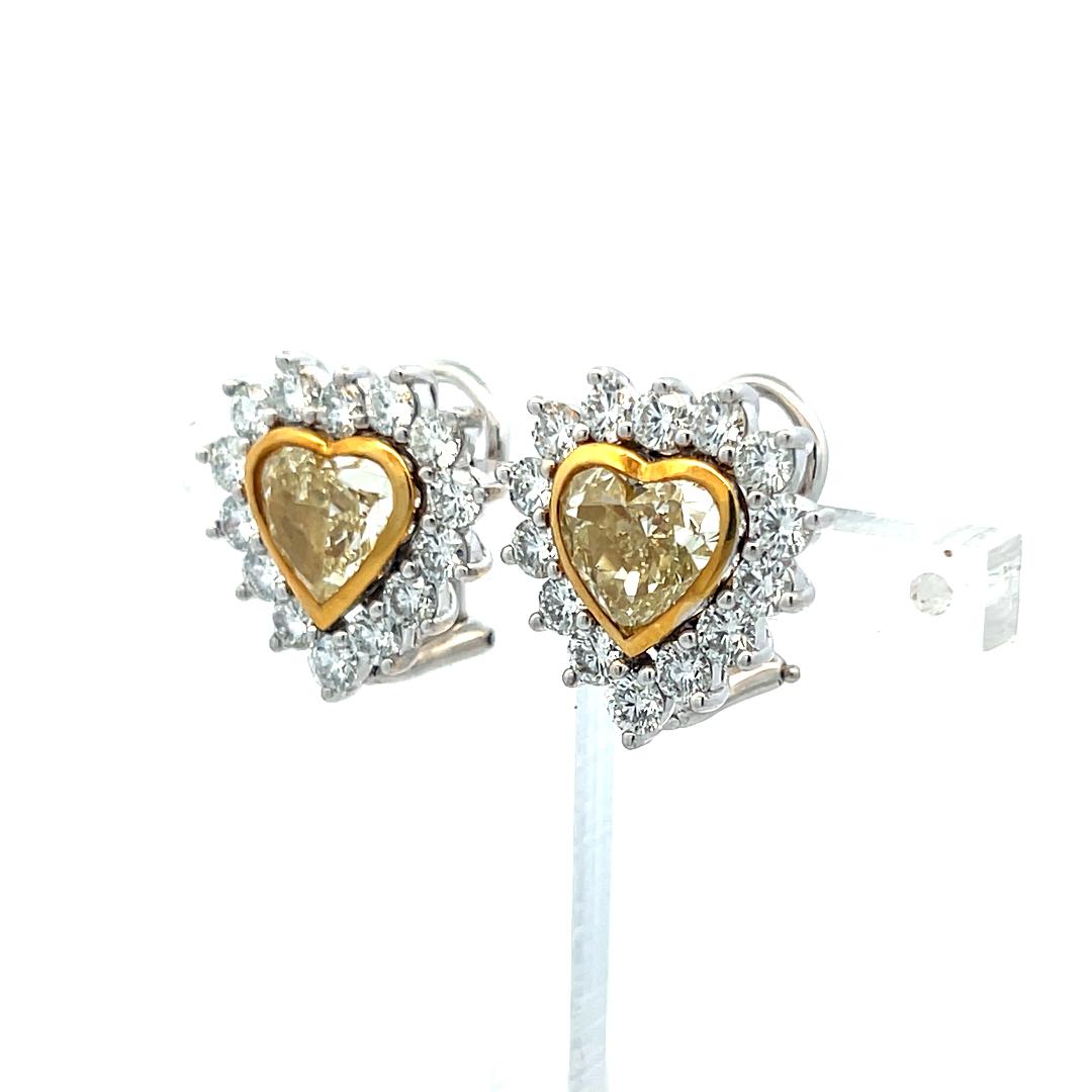 Convertible 10.50ct Heart Yellow Diamond 18K Gold Pendant Necklace & Earrings